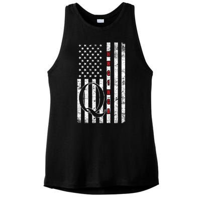 Q-anon Flag Where We Go One We Go All WWG1WGA Ladies PosiCharge Tri-Blend Wicking Tank