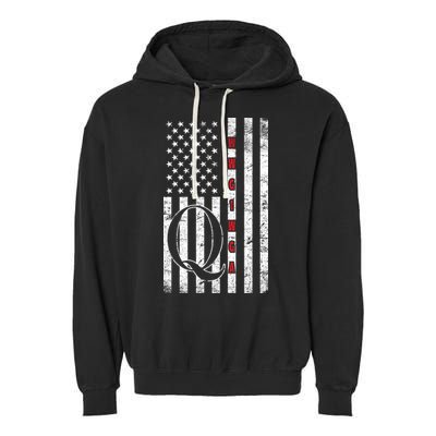 Q-anon Flag Where We Go One We Go All WWG1WGA Garment-Dyed Fleece Hoodie