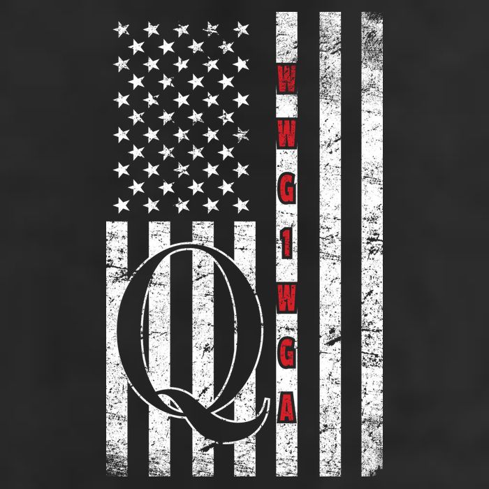Q-anon Flag Where We Go One We Go All WWG1WGA Garment-Dyed Fleece Hoodie