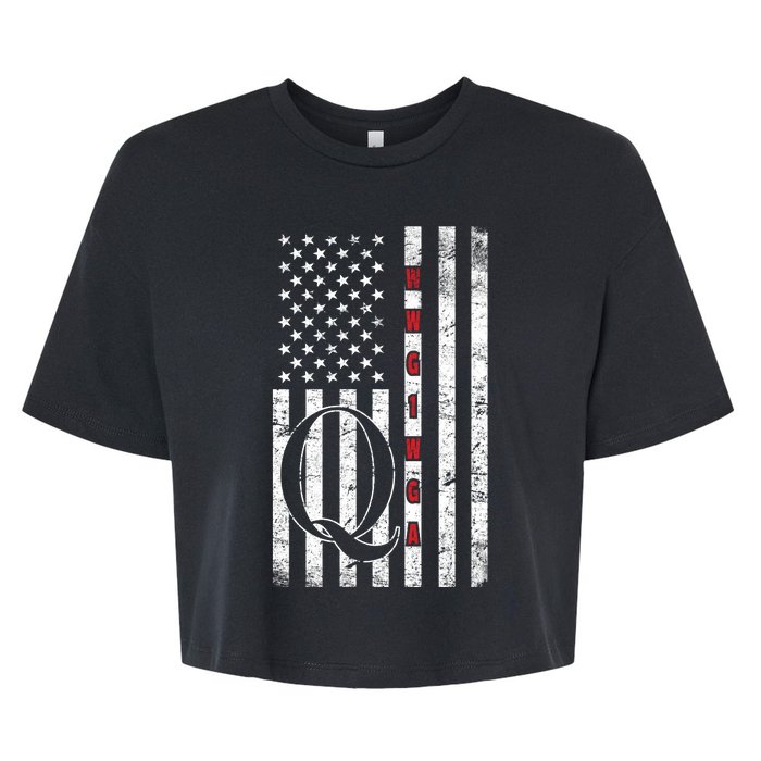 Q-anon Flag Where We Go One We Go All WWG1WGA Bella+Canvas Jersey Crop Tee