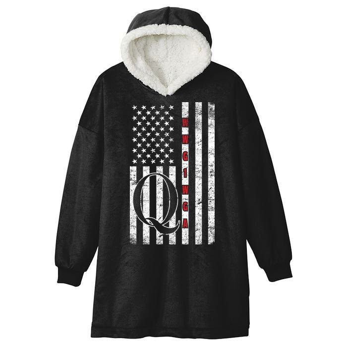 Q-anon Flag Where We Go One We Go All WWG1WGA Hooded Wearable Blanket