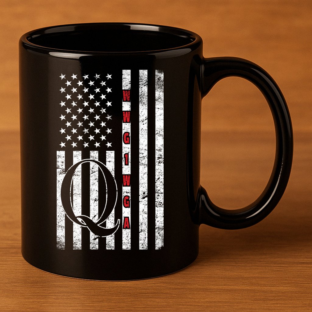 Q-anon Flag Where We Go One We Go All WWG1WGA 11oz C Handle Ceramic Mug