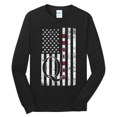 Q-anon Flag Where We Go One We Go All WWG1WGA Tall Long Sleeve T-Shirt