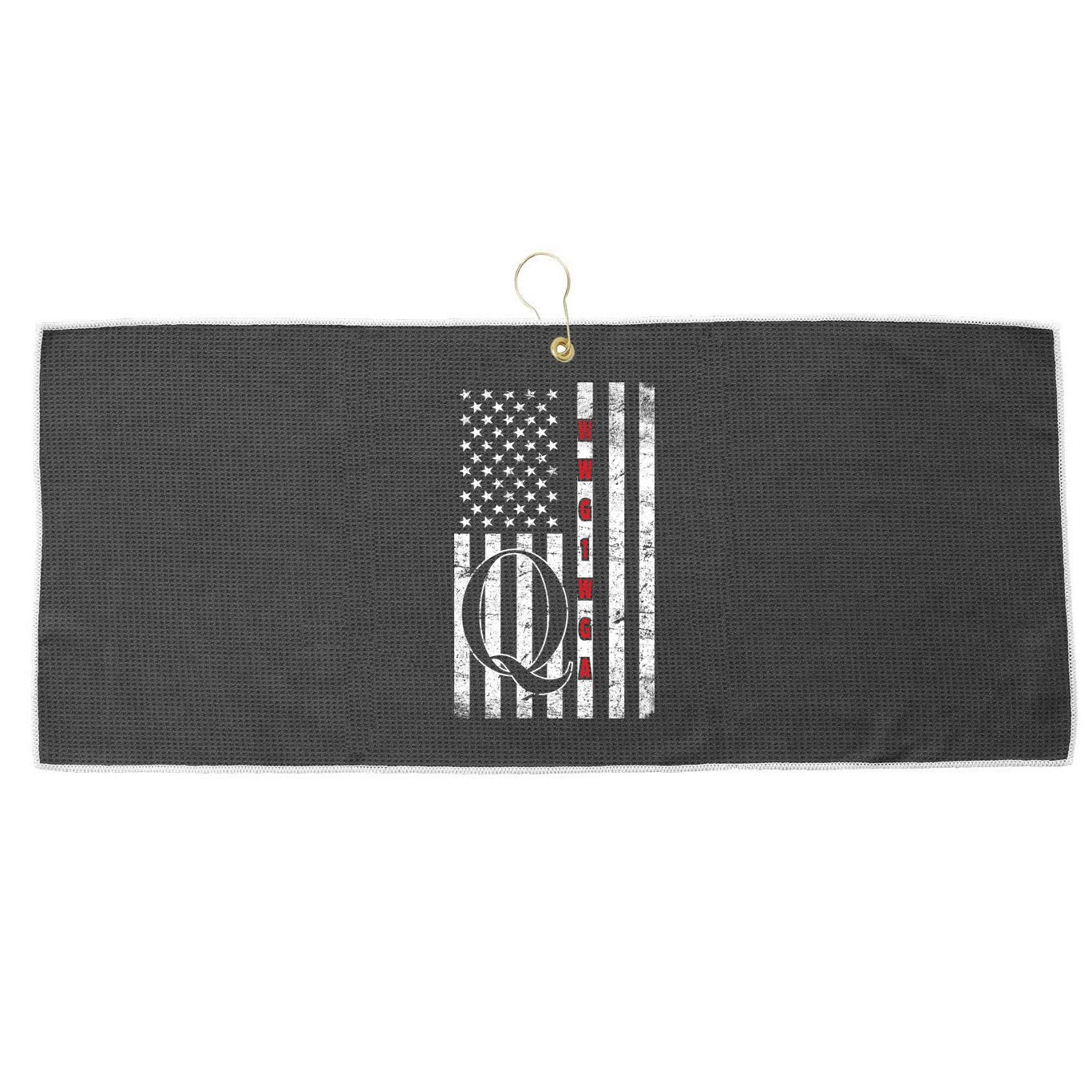 Q-anon Flag Where We Go One We Go All WWG1WGA Large Microfiber Waffle Golf Towel