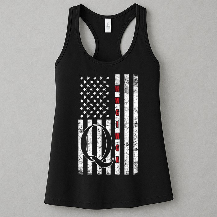 Q-anon Flag Where We Go One We Go All WWG1WGA Womens Tank Top