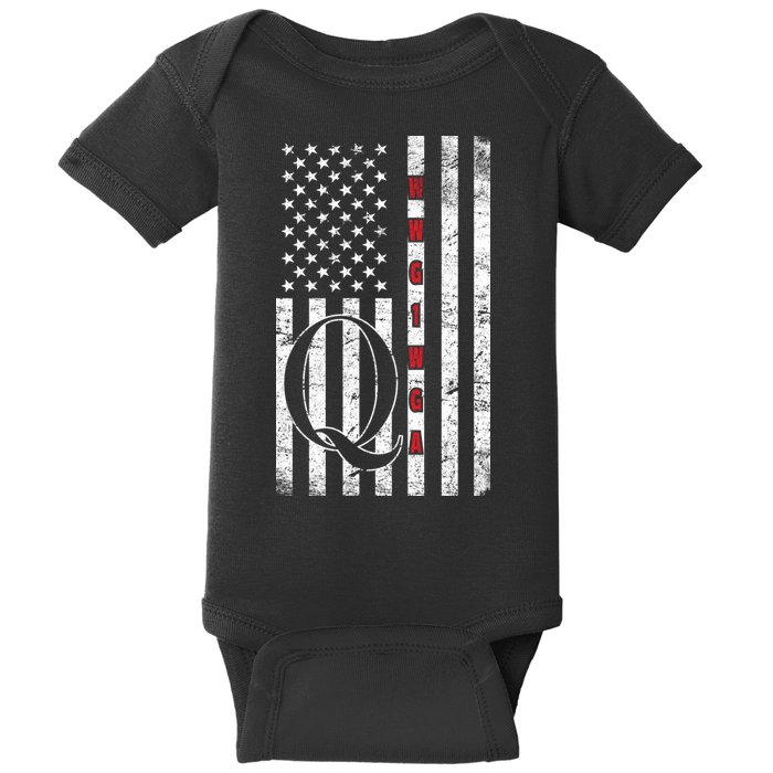 Q-anon Flag Where We Go One We Go All WWG1WGA Baby Bodysuit
