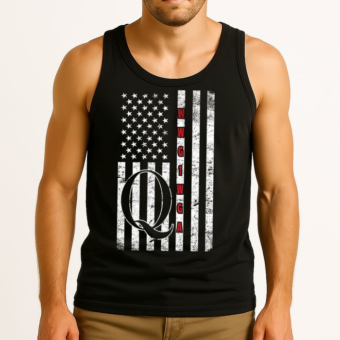 Q-anon Flag Where We Go One We Go All WWG1WGA Tank Top