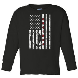 Q-anon Flag Where We Go One We Go All WWG1WGA Toddler Long Sleeve Shirt