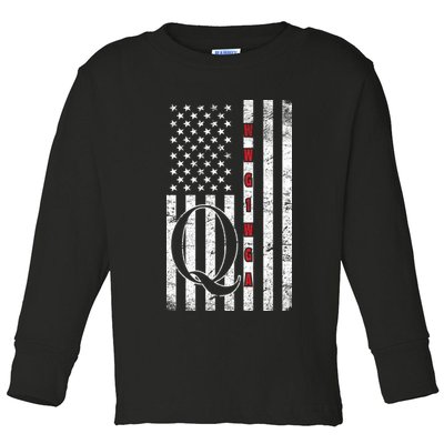 Q-anon Flag Where We Go One We Go All WWG1WGA Toddler Long Sleeve Shirt