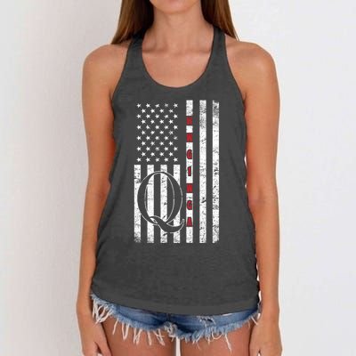 Q-anon Flag Where We Go One We Go All WWG1WGA Women's Knotted Racerback Tank