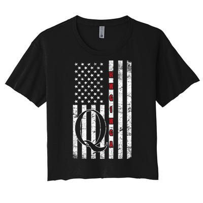 Q-anon Flag Where We Go One We Go All WWG1WGA Women's Crop Top Tee