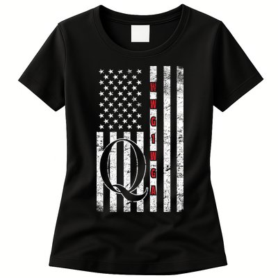Q-anon Flag Where We Go One We Go All WWG1WGA Womens T-Shirt