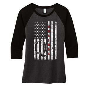 Q-anon Flag Where We Go One We Go All WWG1WGA Women's Tri-Blend 3/4-Sleeve Raglan Shirt