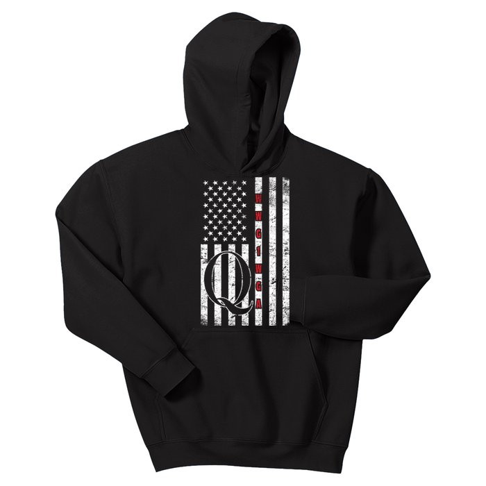 Q-anon Flag Where We Go One We Go All WWG1WGA Kids Hoodie