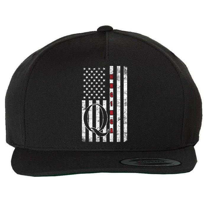 Q-anon Flag Where We Go One We Go All WWG1WGA Wool Snapback Cap