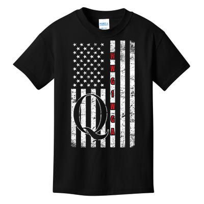 Q-anon Flag Where We Go One We Go All WWG1WGA Kids T-Shirt