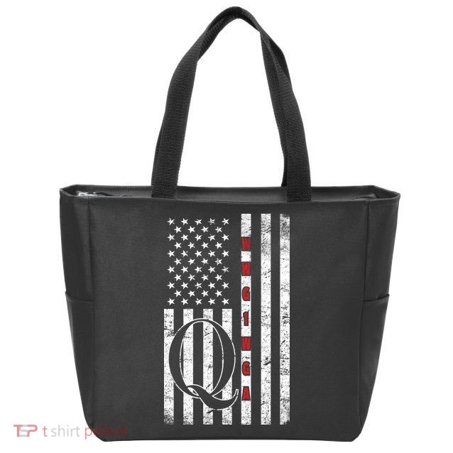 Q-anon Flag Where We Go One We Go All WWG1WGA Zip Tote Bag