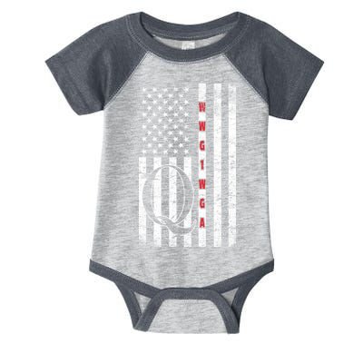 Q-anon Flag Where We Go One We Go All WWG1WGA Infant Baby Jersey Bodysuit