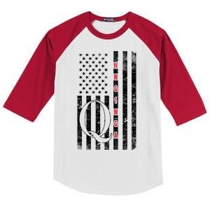 Q-anon Flag Where We Go One We Go All WWG1WGA Kids Colorblock Raglan Jersey