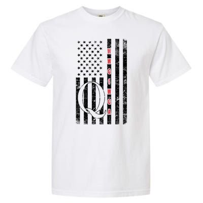 Q-anon Flag Where We Go One We Go All WWG1WGA Garment-Dyed Heavyweight T-Shirt