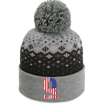 Q Anon Patriotic USA Flag The Baniff Cuffed Pom Beanie