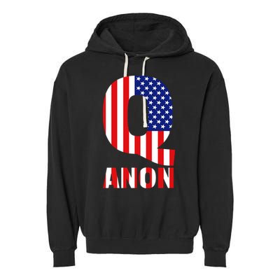 Q Anon Patriotic USA Flag Garment-Dyed Fleece Hoodie