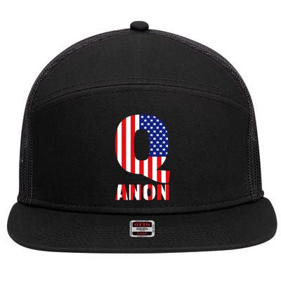 Q Anon Patriotic USA Flag 7 Panel Mesh Trucker Snapback Hat