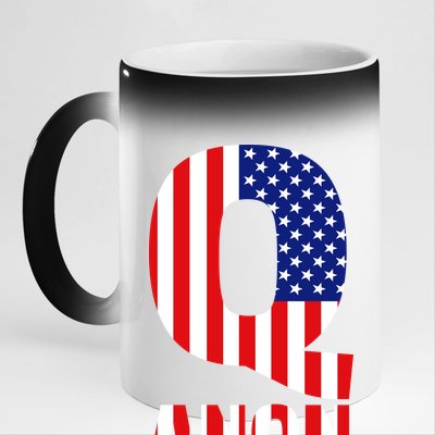 Q Anon Patriotic USA Flag 11oz Black Color Changing Mug