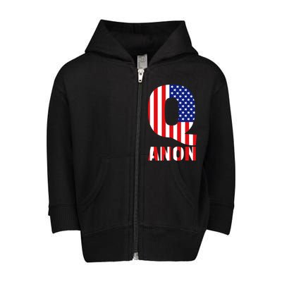 Q Anon Patriotic USA Flag Toddler Zip Fleece Hoodie