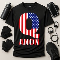 Q Anon Patriotic USA Flag Cooling Performance Crew T-Shirt