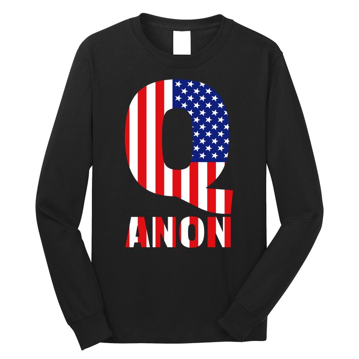 Q Anon Patriotic USA Flag Long Sleeve Shirt