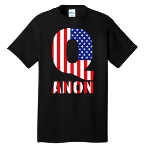 Q Anon Patriotic USA Flag Tall T-Shirt