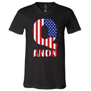 Q Anon Patriotic USA Flag V-Neck T-Shirt