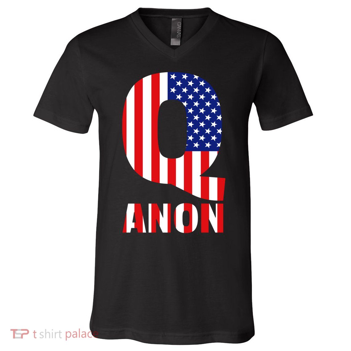 Q Anon Patriotic USA Flag V-Neck T-Shirt