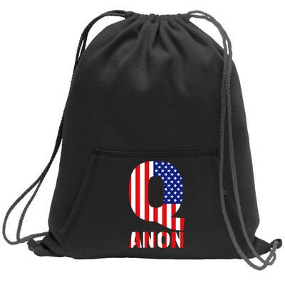 Q Anon Patriotic USA Flag Sweatshirt Cinch Pack Bag