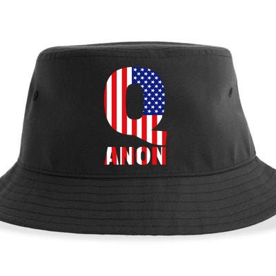 Q Anon Patriotic USA Flag Sustainable Bucket Hat