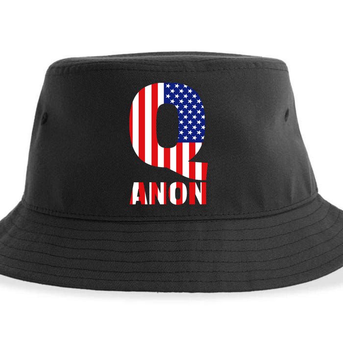 Q Anon Patriotic USA Flag Sustainable Bucket Hat