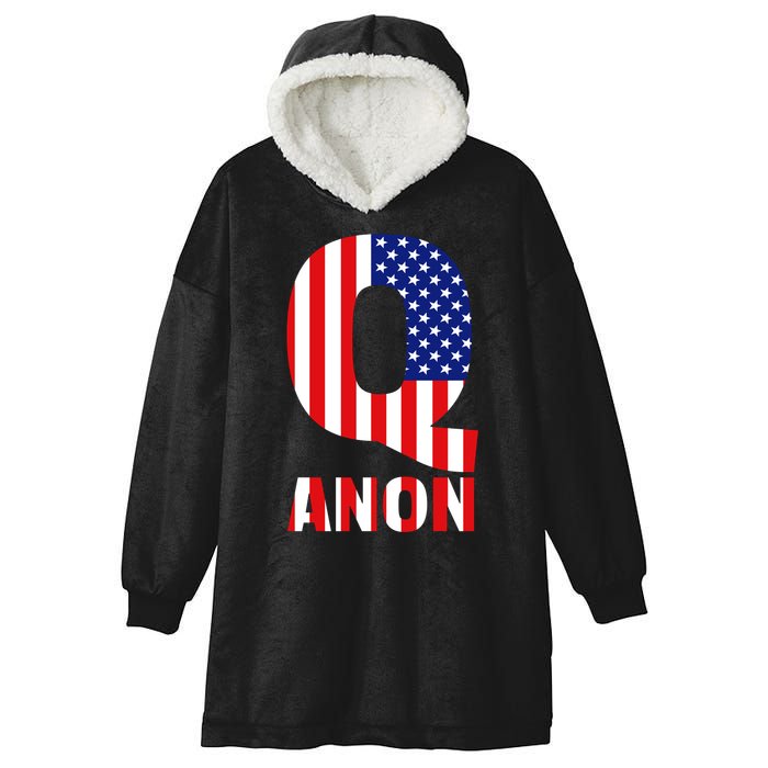 Q Anon Patriotic USA Flag Hooded Wearable Blanket