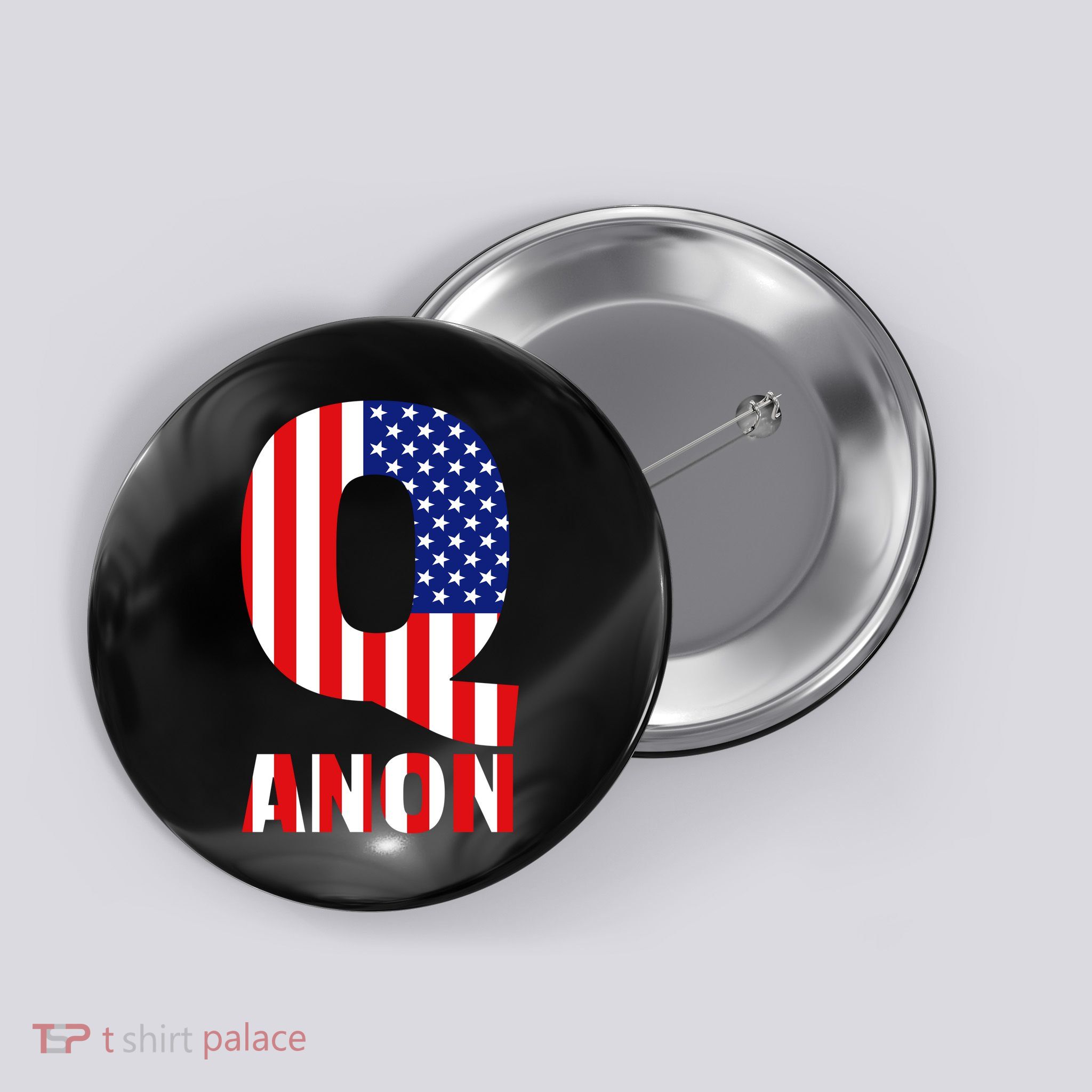 Q Anon Patriotic USA Flag Button