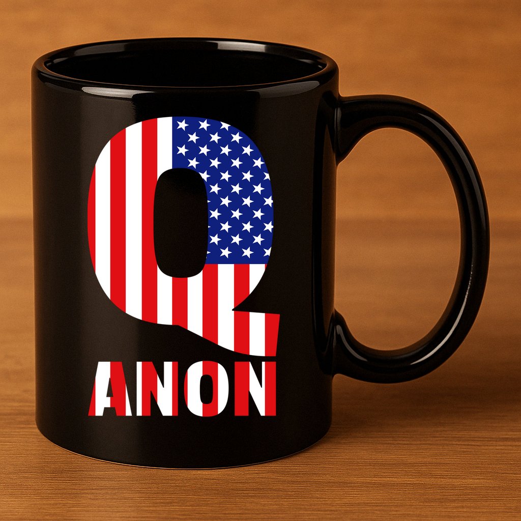 Q Anon Patriotic USA Flag 11oz C Handle Ceramic Mug