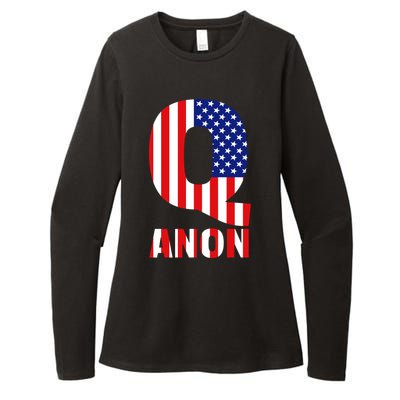 Q Anon Patriotic USA Flag Womens CVC Long Sleeve Shirt