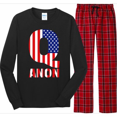 Q Anon Patriotic USA Flag Long Sleeve Pajama Set