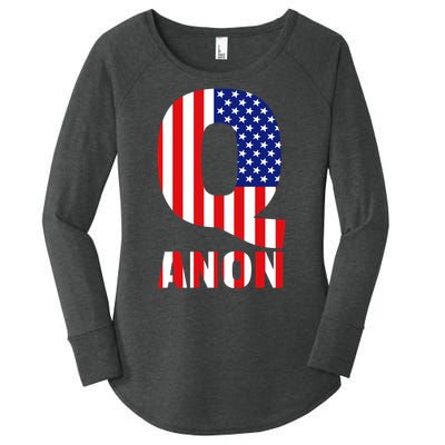 Q Anon Patriotic USA Flag Women's Perfect Tri Tunic Long Sleeve Shirt