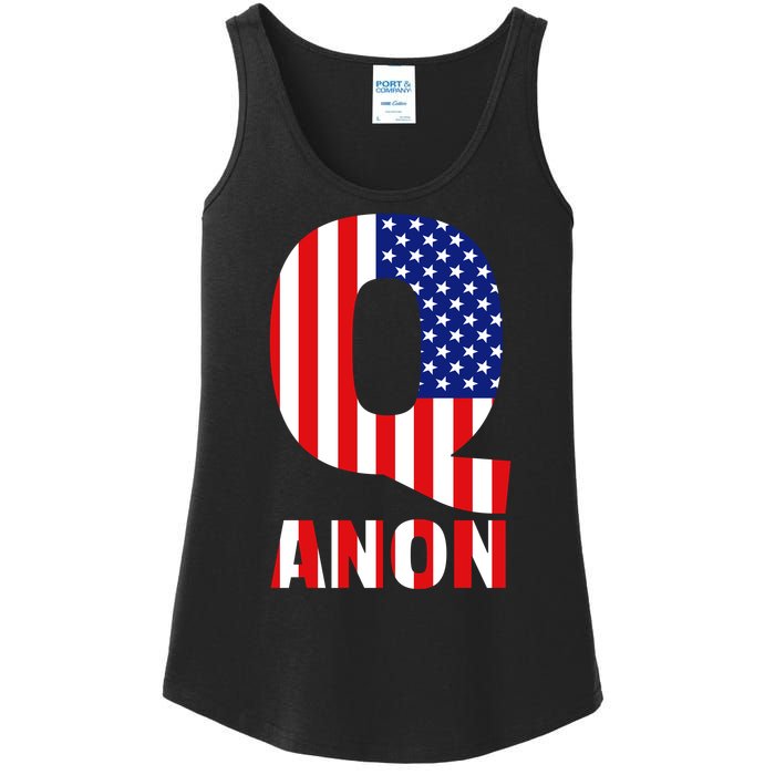 Q Anon Patriotic USA Flag Ladies Essential Tank