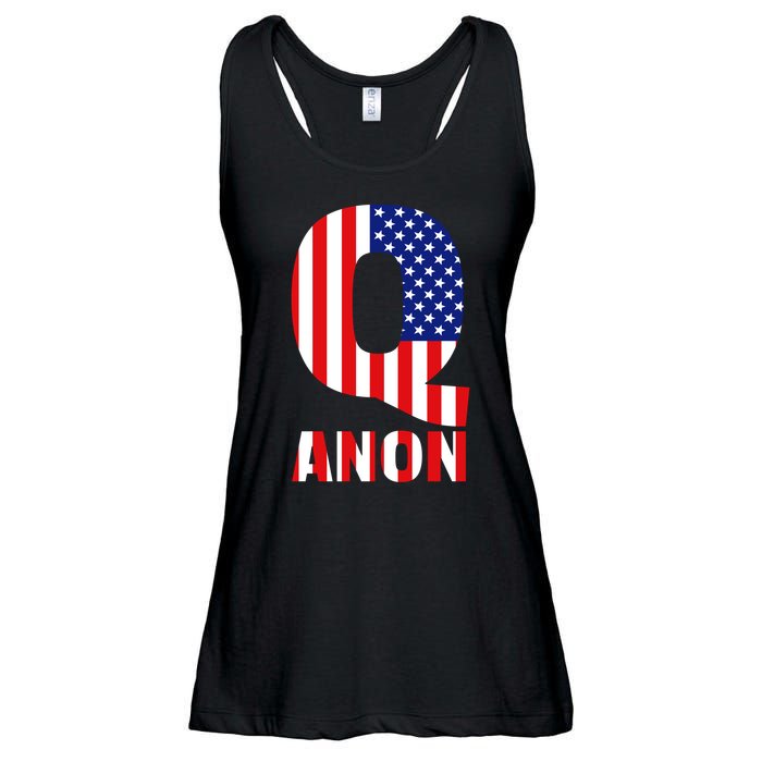 Q Anon Patriotic USA Flag Ladies Essential Flowy Tank