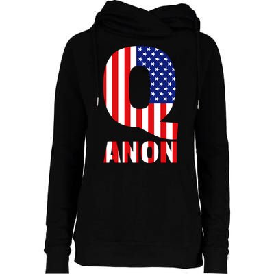 Q Anon Patriotic USA Flag Womens Funnel Neck Pullover Hood