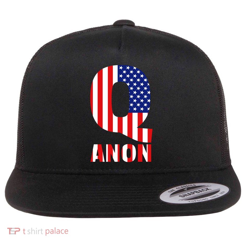 Q Anon Patriotic USA Flag Flatbill Hat