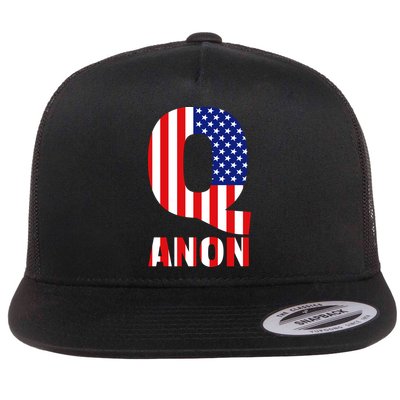 Q Anon Patriotic USA Flag Flat Bill Trucker Hat