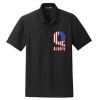 Q Anon Patriotic USA Flag Dry Zone Grid Polo