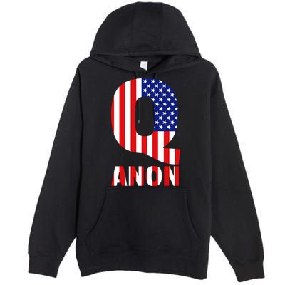 Q Anon Patriotic USA Flag Premium Pullover Hoodie